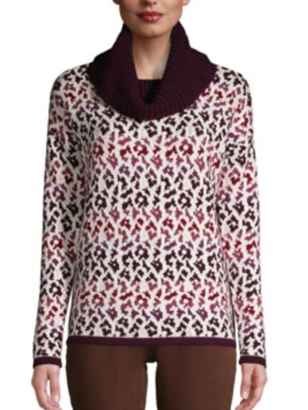 Lands’ End Women's Purple Ombre Leopard Print Cozy Cowl Neck Sweater S, MP & XLP